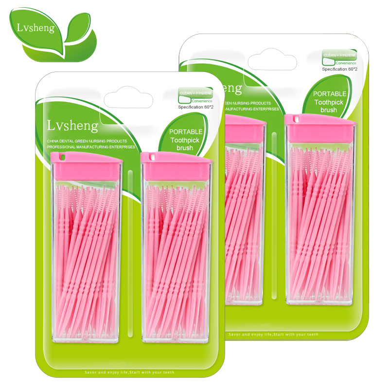 Lvsheng toothpick brush in portable box 50 pieces